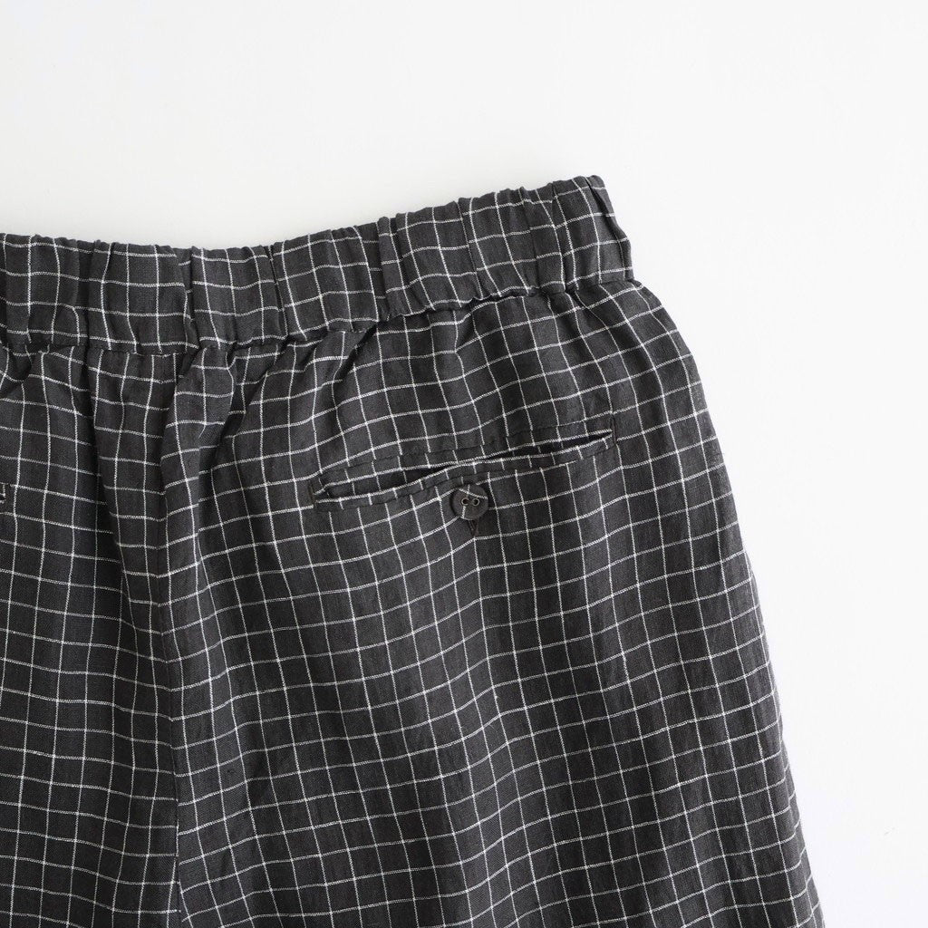 80s POWER LOOM LINEN CHECK WIDE PANTS #9890 OFF BLACK x WHITE CHECK [NMDS26285]