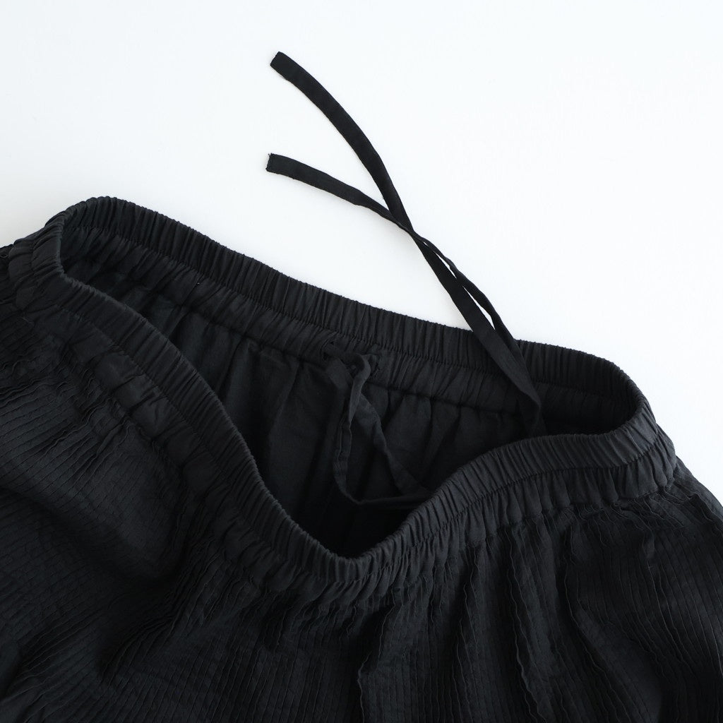 80s ORGANIC COTTON VOILE MINI PINTUCK FLARED SKIRT #9900 BLACK [NMDS26245]