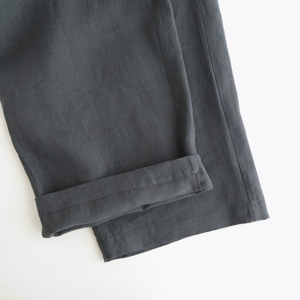40s FRENCH LINEN DYED CANVAS 2TUCK WIDE EASY PANTS #9800 CHARCOAL [GNMDS2502FL]
