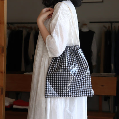 Drawstring bag #GINGHAM BLACK [TMB-1863H]