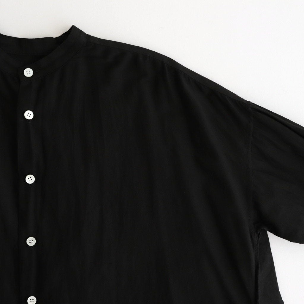 G.D COTTON SILK STAND COLLAR LONG SHIRT #Black [no.7366]