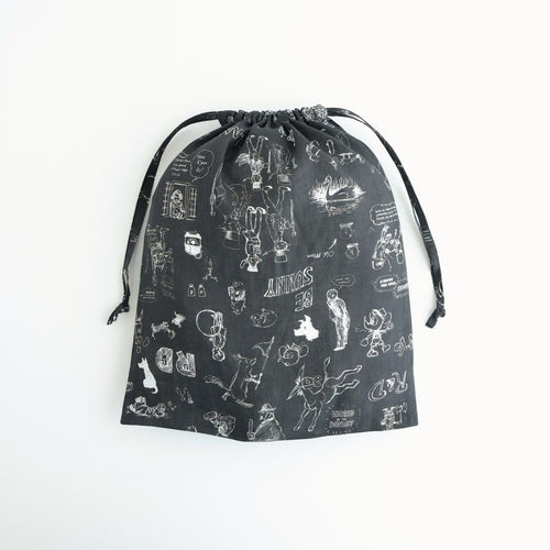 GRAFFITI DRAWSTRING BAG (L) #Black [no.7959]
