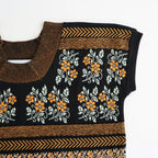 Flower Jacquard Knit Blouse #Black [261807]