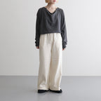 cotton open-end yarn terry wide sweat pants #off white [WXSP-UW120]