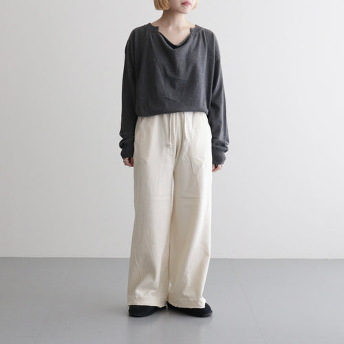 cotton open-end yarn terry wide sweat pants #off white [WXSP-UW120]