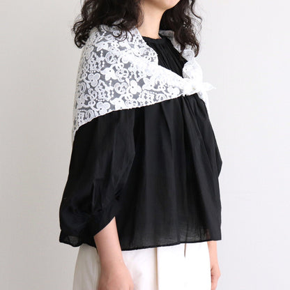 CROWN MOTIF LACE TRIANGLE STOLE #White [no.7531]