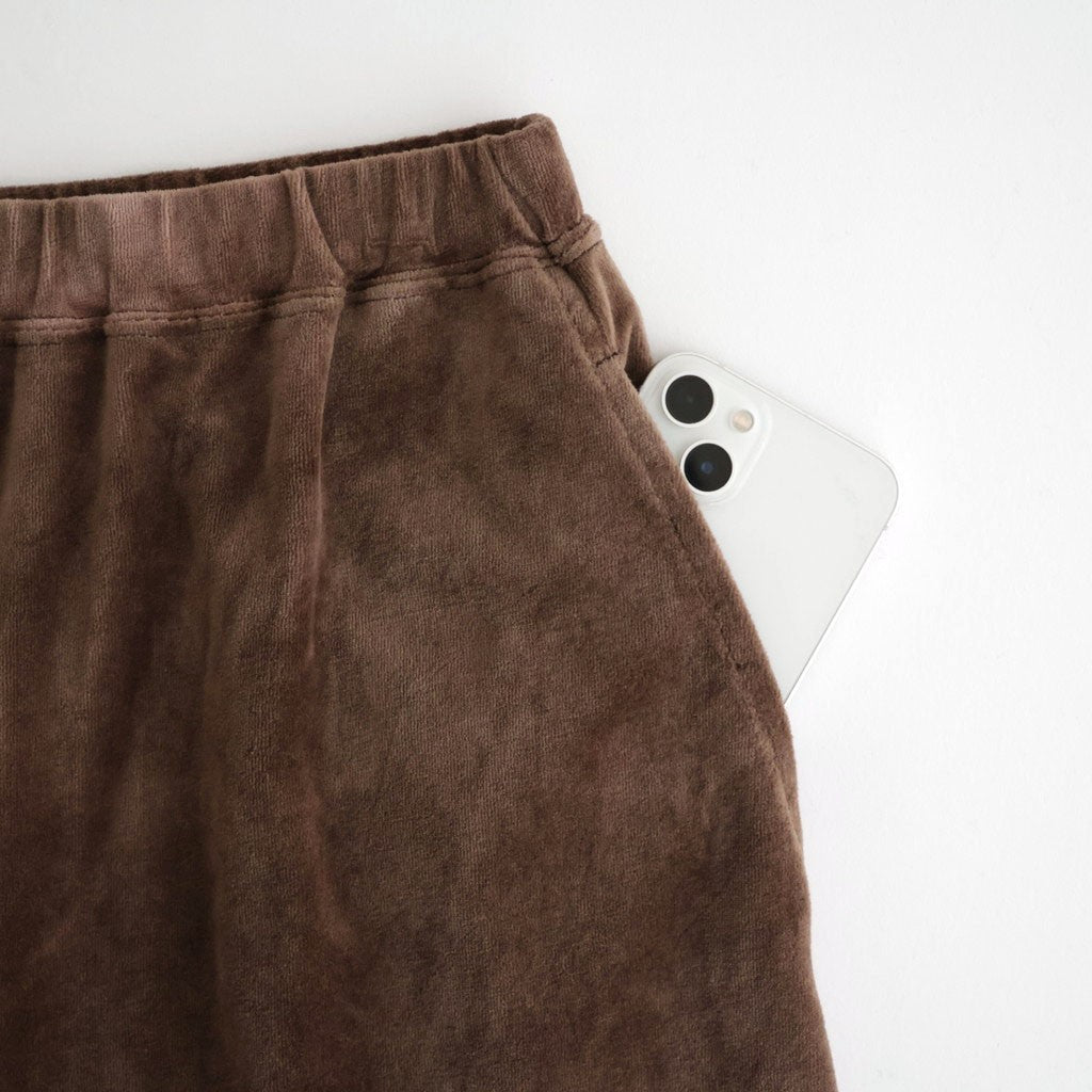 tie-dyed cotton velour flared skirt #cocoa brown × gray [WXFL-UW117]