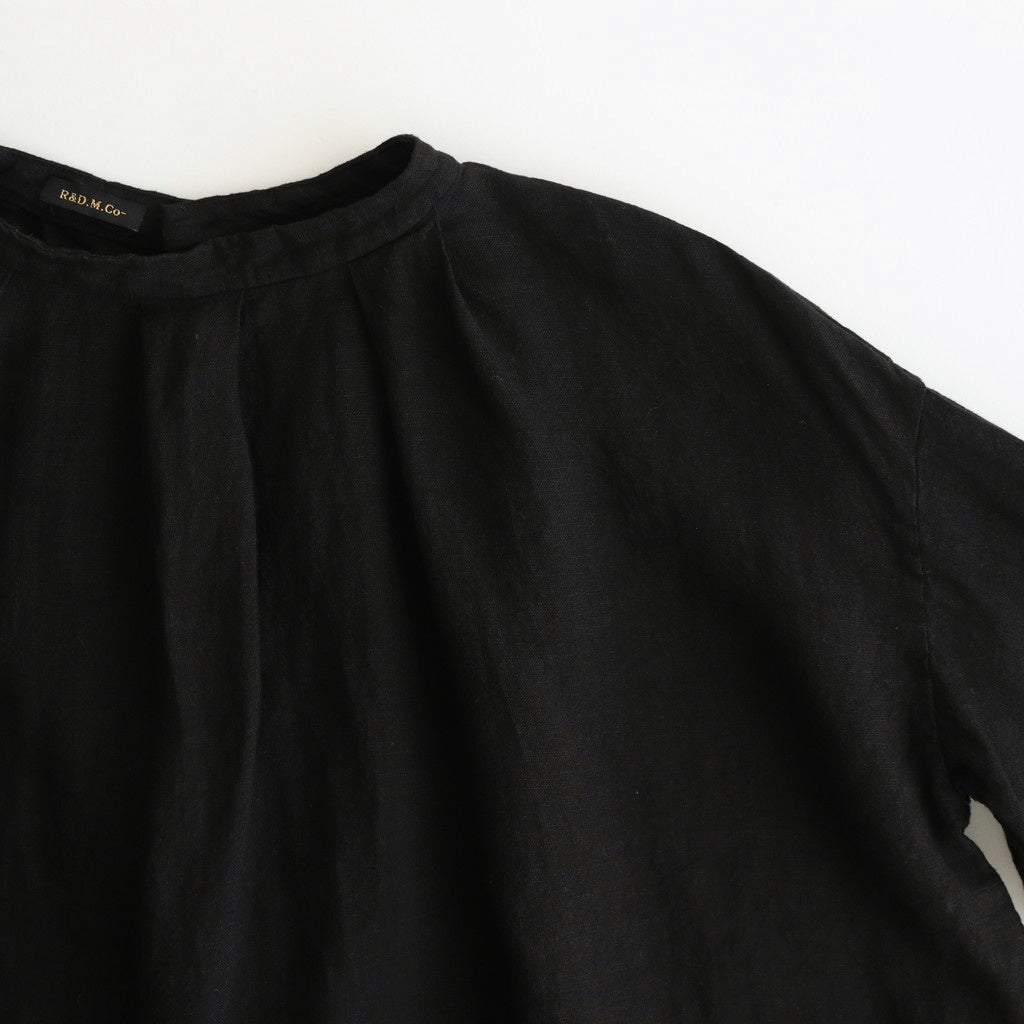 LINEN HEMP SMOCK BLOUSE #Black [no.7421]