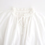 60s COTTON CAMBRIC PLAIN WITH LACE LACE & STRING COLLAR GATHERED SHIRT #9000 WHITE [NSL26552]