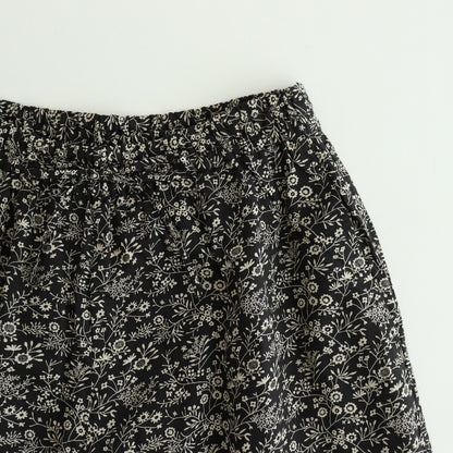 COTTON SLUB SMALL FLOWER PRINT WIDE EASY PANTS #9982 BLK (BLACK x BEIGE PRINT) [NSL25575]
