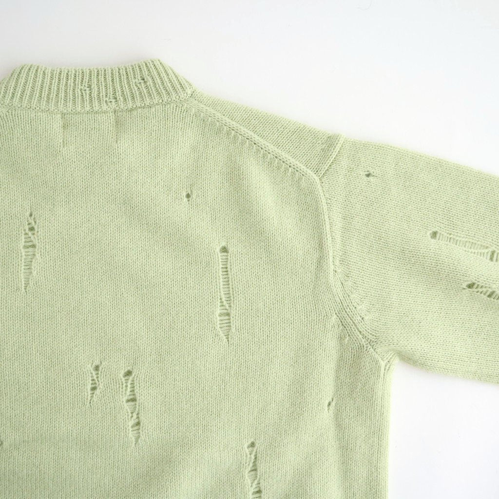 royal baby alpaca damage pattern-knit P/O #light melon green [WXFL-UW130]