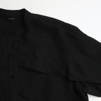 DENSELY LINEN CAPE SLEEVE SHIRT #Black [no.7308]