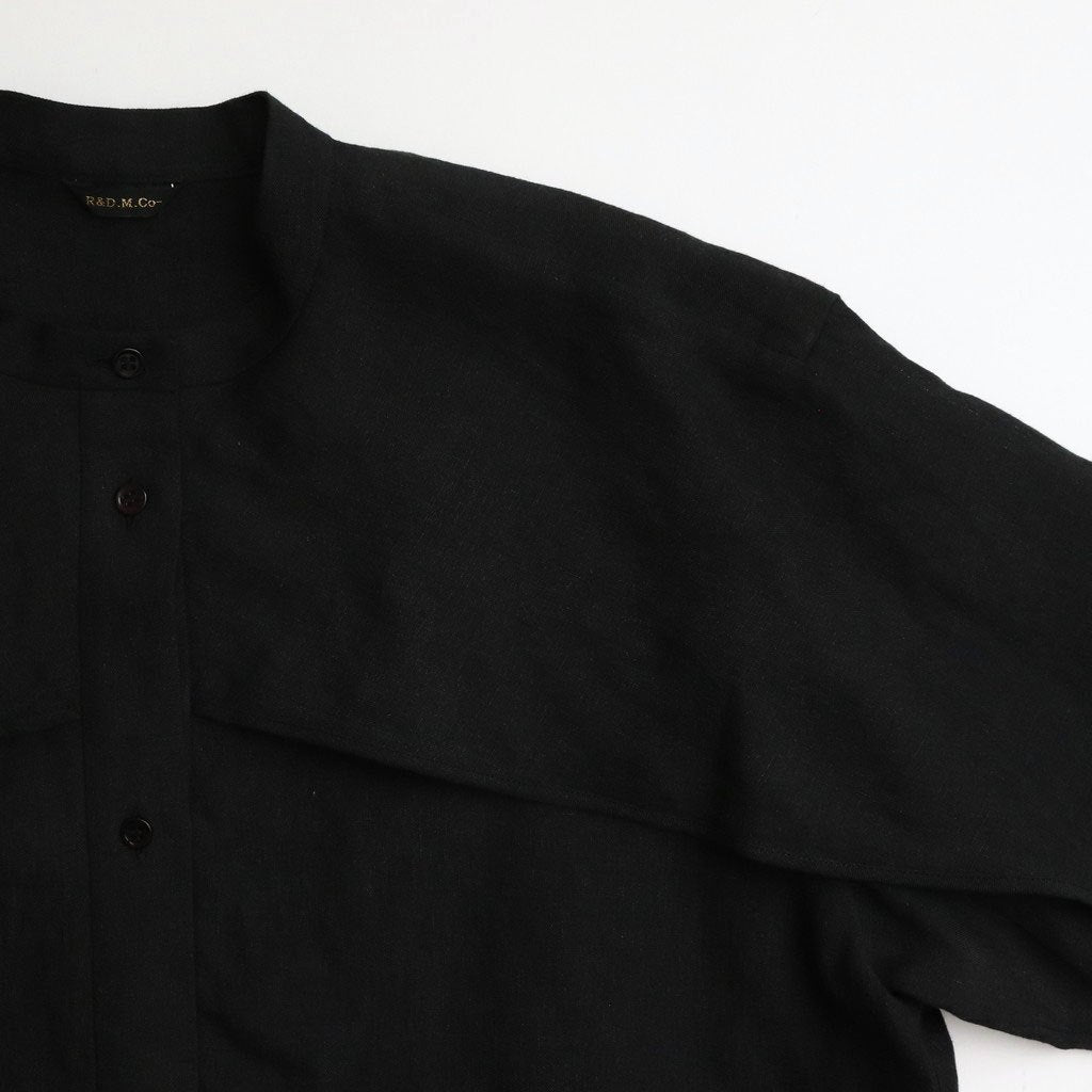 DENSELY LINEN CAPE SLEEVE SHIRT #Black [no.7308]