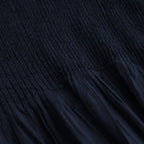 80s ORGANIC VOILE STRIPE (OVERDYE) CREW-NECK 3/4 SL SHIRT WITH MINI PINTUCK #3960 MARINE [NMDS26511D]