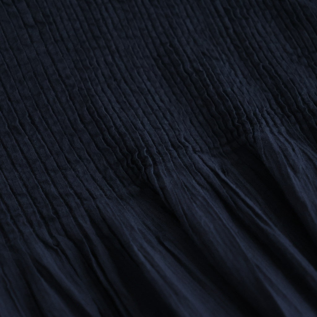 80s ORGANIC VOILE STRIPE (OVERDYE) CREW-NECK 3/4 SL SHIRT WITH MINI PINTUCK #3960 MARINE [NMDS26511D]