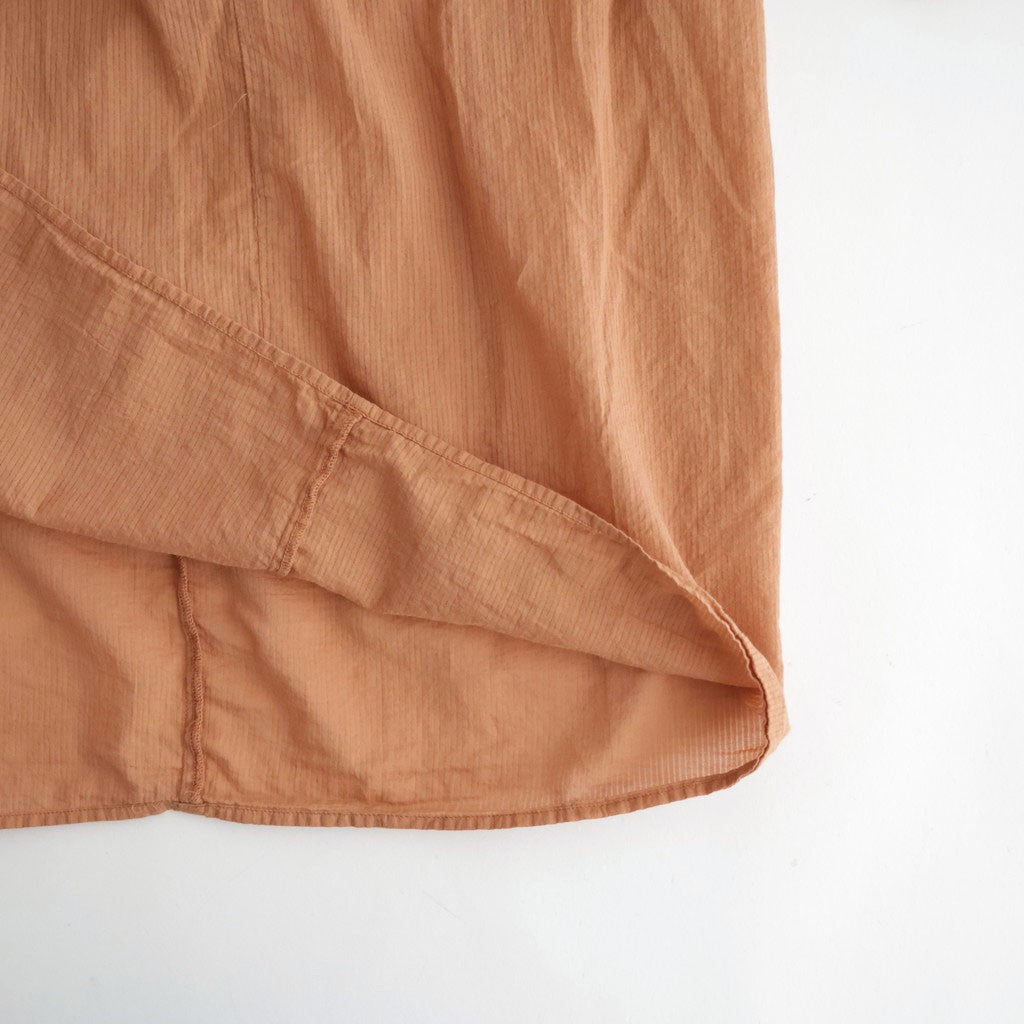 80s ORGANIC VOILE STRIPE (OVERDYE) BANDED SHIRT DRESS WITH MINI PINTUCK #6700 DK.ORANGE [NMDS26514D]