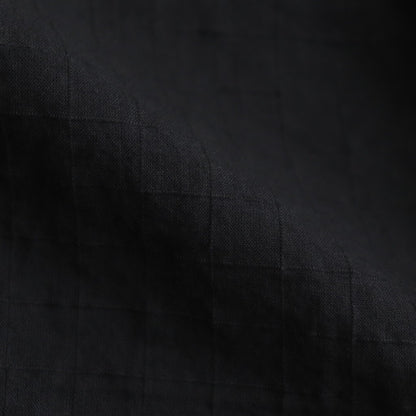 80s ORGANIC DOBIE CHECK(OVERDYE) CREW-NECK P/O HALF/SL SHIRT WITH PINTUCK #9971 O.BLACK [NMDS25251D]