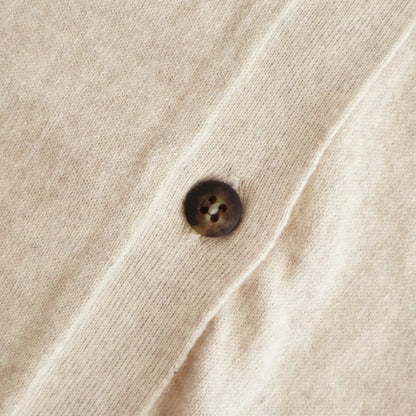 14GG 2PLY PLAIN STITCH COTTON/WOOL/CASHMERE V-NECK CARDIGAN #8100 NATURAL [GNSL25531]