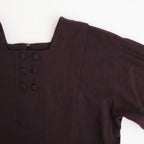 冬の肖像 Square Neck tucked dress #bordeaux [TLF-126-op006-cst]