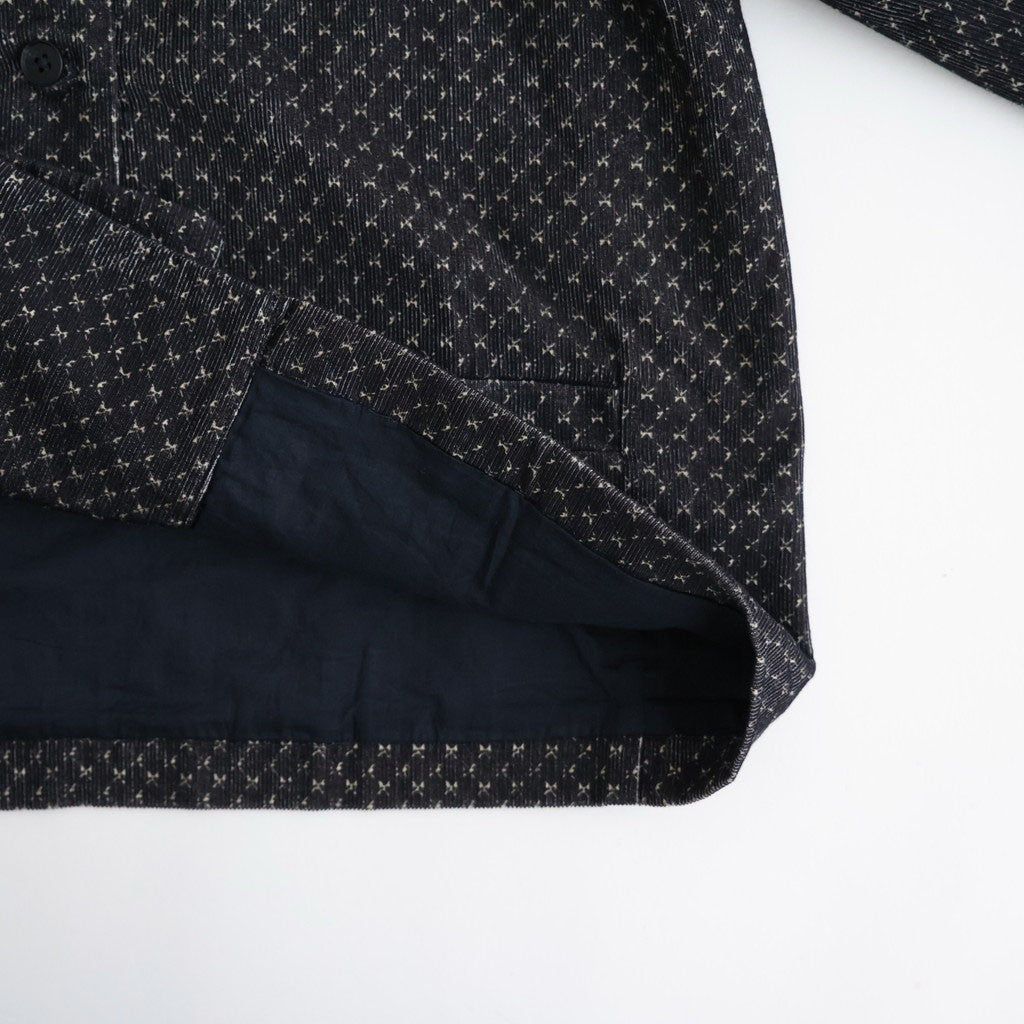MINI CORDUROY CROSSHATCH PRINT NO COLLAR DOUBLE JACKET #3991 NVY (NAVY/IVORY) [NSL26581]