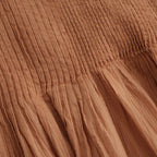 80s ORGANIC VOILE STRIPE (OVERDYE) BANDED SHIRT DRESS WITH MINI PINTUCK #6700 DK.ORANGE [NMDS26514D]