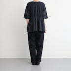 80s ORGANIC DOBIE CHECK(OVERDYE) CREW-NECK P/O HALF/SL SHIRT WITH PINTUCK #9971 O.BLACK [NMDS25251D]