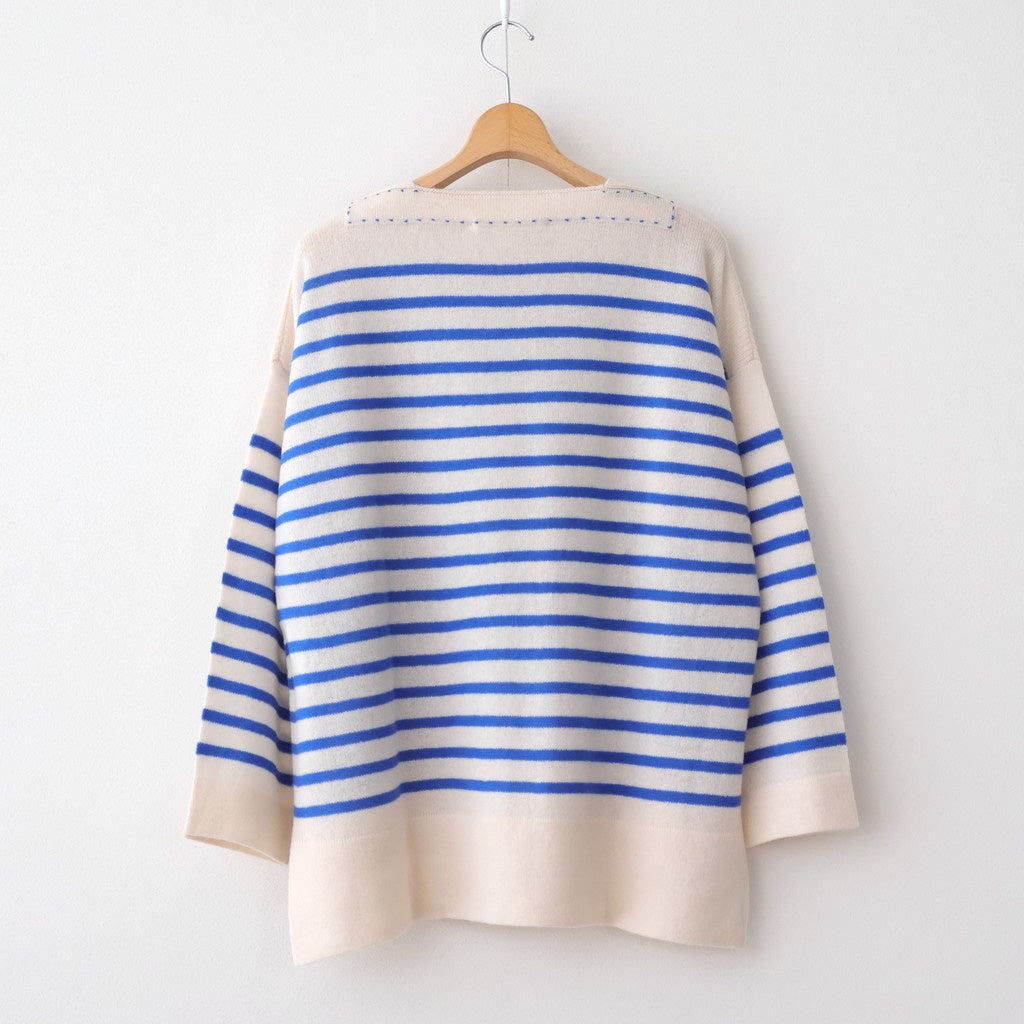 Basque pullover (boat neck) #ivory×blue [mdm02-01]