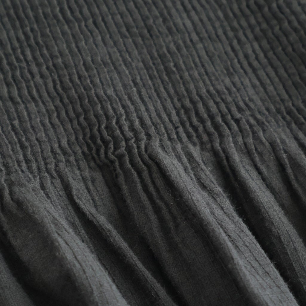 80s ORGANIC MICRO CHECK OVERDYE CREW-NECK BUTTON SHIRT WITH MINI PINTUCK #9912 BLACK (J.BLACK) [NMDS26233D]