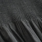 80s ORGANIC MICRO CHECK OVERDYE CREW-NECK BUTTON SHIRT WITH MINI PINTUCK #9912 BLACK (J.BLACK) [NMDS26233D]