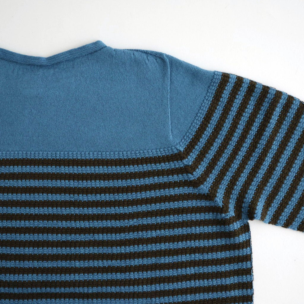 Stripe Long-sleeved Tee #Blue x Brown [Oni068]