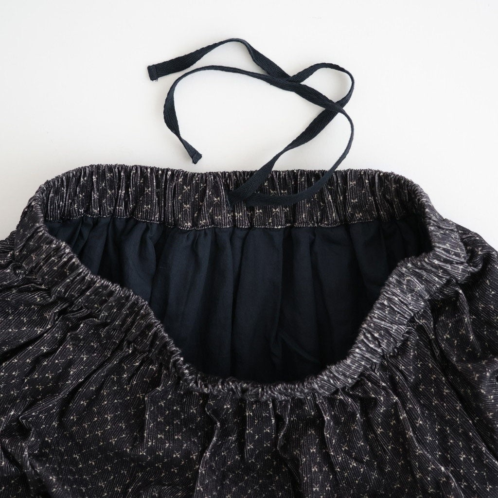 MINI CORDUROY CROSSHATCH PRINT GATHERED SKIRT #3991 NVY (NAVY/IVORY) [NSL26585]