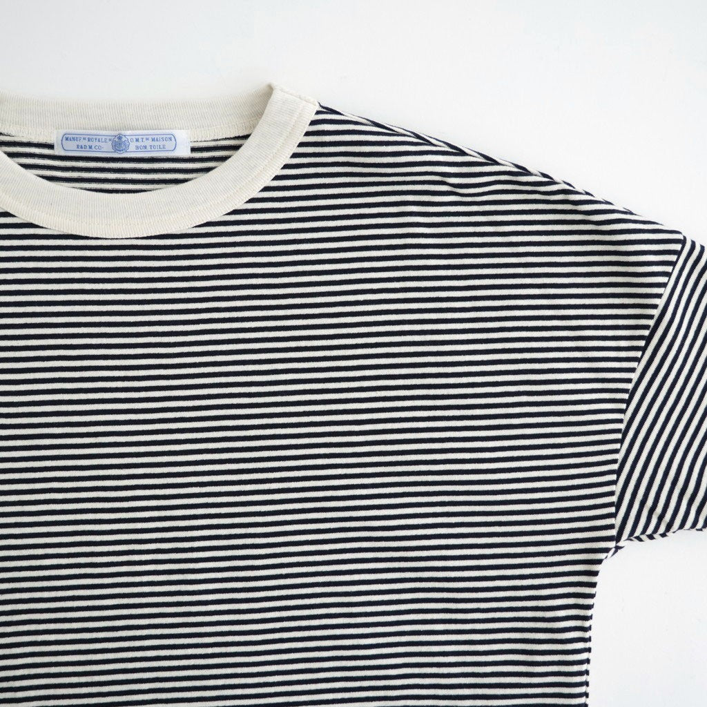 BORDER DROP SHOULDER SHIRT #Black × Off White [no.8362]