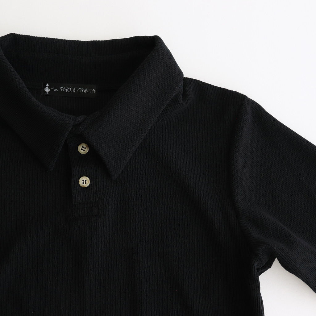 Corduroy like pullover polo #Black [1477-001]