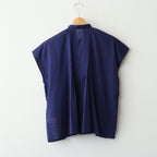 80s COTTON VOILE PLAIN BANDED COLLAR FRENCH/SL PINTUCK SHIRT #3800 NVY (BRIGHT NAVY) [NSL26022]