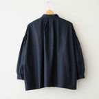 40s COTTON POPLIN PLAIN REGULAR COLLAR SHIRT WITH GATHER #3900 NAVY [NSL26522]