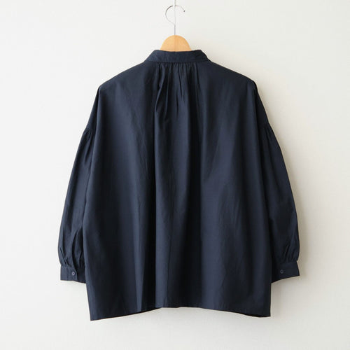 40s COTTON POPLIN PLAIN REGULAR COLLAR SHIRT WITH GATHER #3900 NAVY [NSL26522]