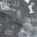 GRAFFITI GAUZE SHAWL #Black [no.7960]