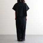 ⼼の花苑 Open-collar cropped overshirt #black [TLF-226-SH007-ec]
