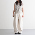 linen & silk melange slub yarn vest #cream melange [WXSP-UW102]