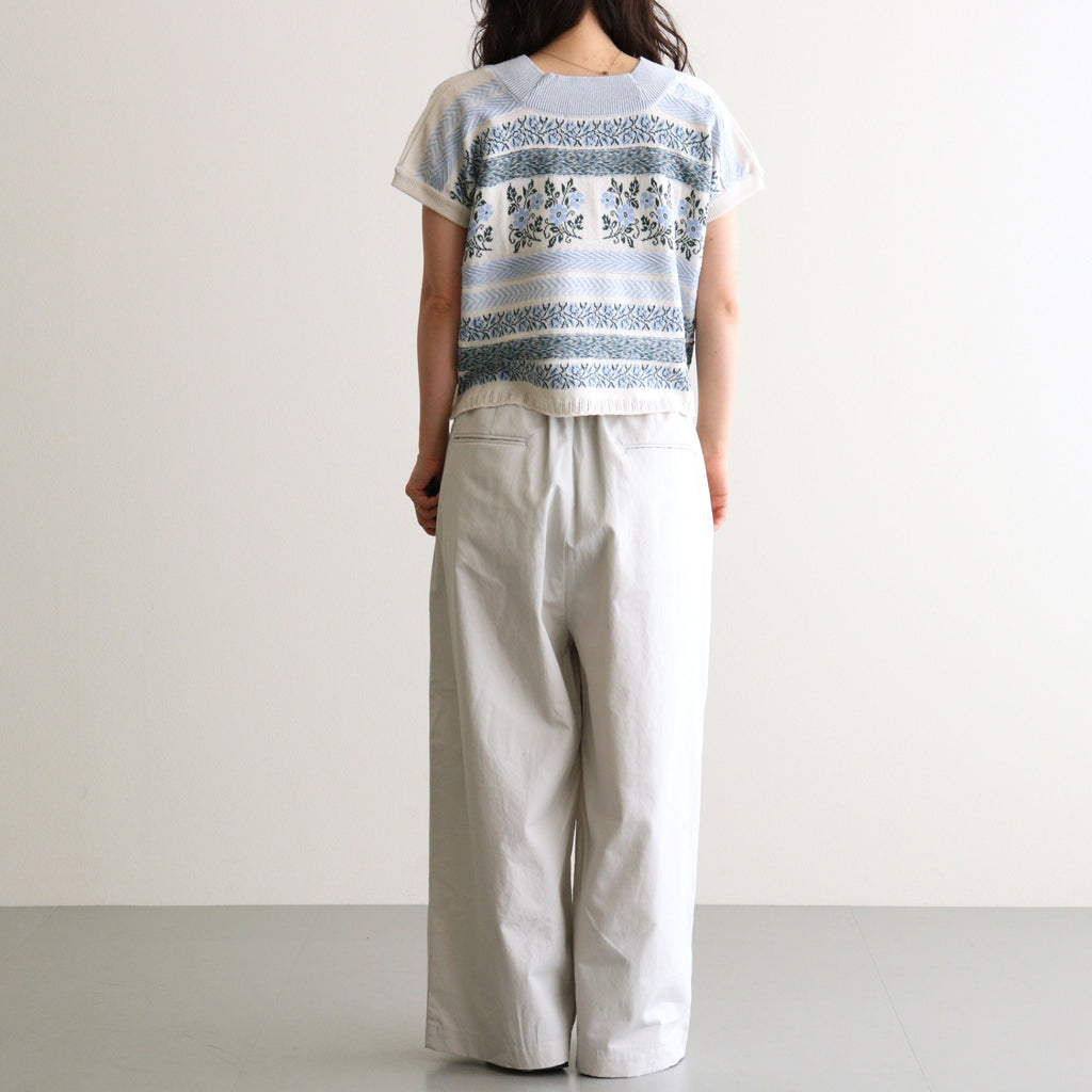 Flower Jacquard Knit Blouse #Off white [261807]