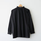 60s COTTON CAMBRIC PLAIN WITH LACE LACE FRILL COLLAR SHIRT #9900 BLACK [NSL26551]