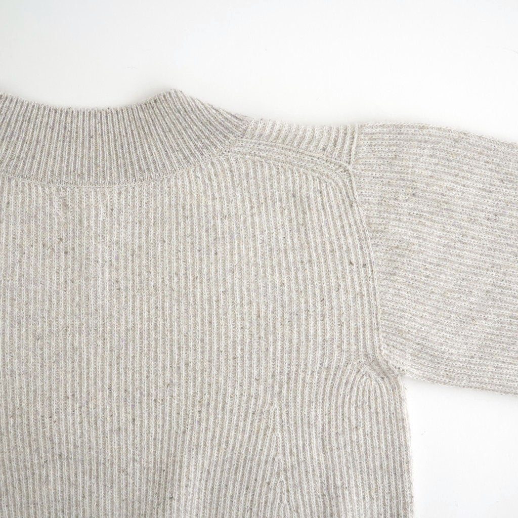 woolen cotton & silk nep wool tweed-knit P/O #grayge tweed [WXFL-UW124]