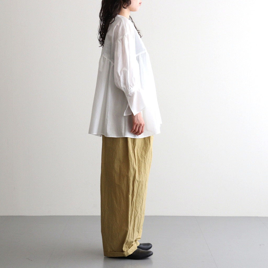 静寂の⽋⽚ Gathered half-placket blouse #white [TLF-226-SH010-la]