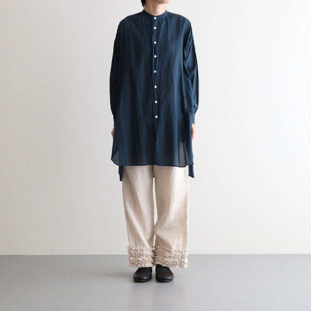 G.D COTTON SILK STAND COLLAR LONG SHIRT #Navy [no.7366]