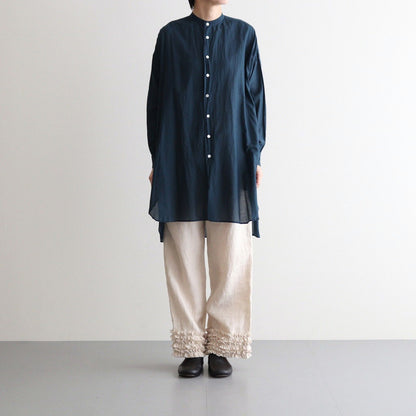 G.D COTTON SILK STAND COLLAR LONG SHIRT #Navy [no.7366]