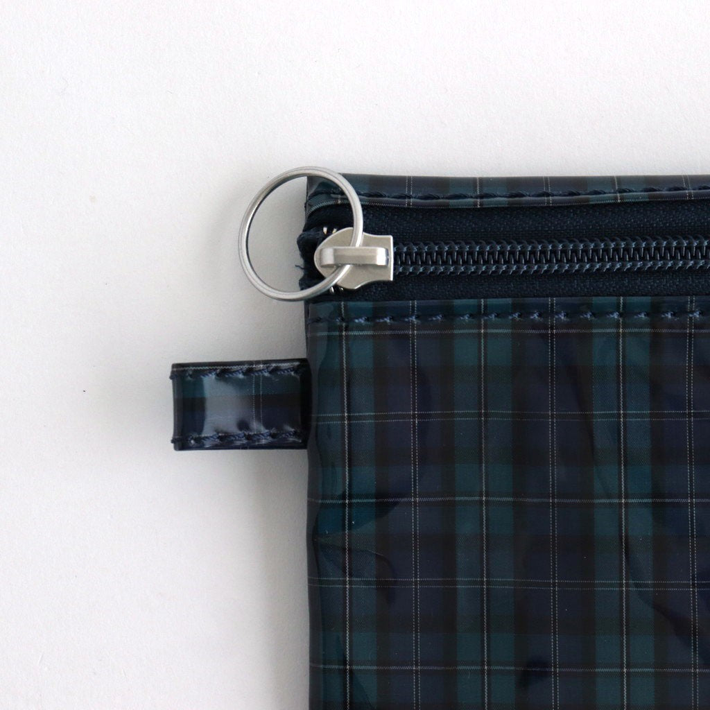 FLAT POUCH SMALL #CHECK NAVY [TMB-2310N]