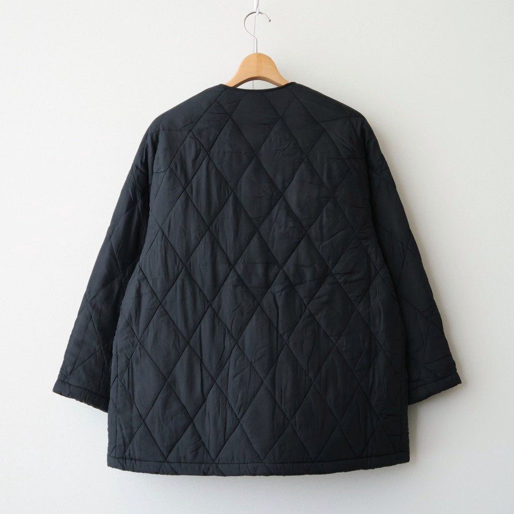 BANGALORE SILK PLAIN PADDED C-NECK SHORT COAT #9900 BLACK [NMDS26551]