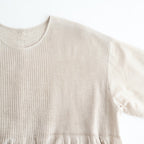 80s ORGANIC COTTON VOILE CREW-NECK PULLOVER HALF/SLEEVE SHIRT WITH MINI PINTUCK #8200 BEIGE (MILKY BEIGE) [NMDS26241]