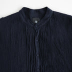 80s ORGANIC VOILE STRIPE (OVERDYE) BANDED SHIRT DRESS WITH MINI PINTUCK #3960 MARINE [NMDS26514D]
