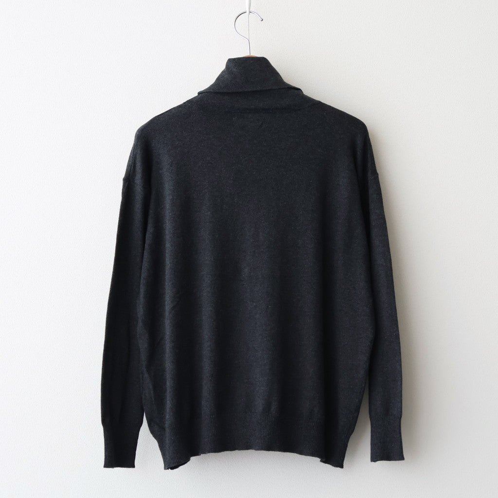 14GG 2PLY PLAIN STITCH COTTON/WOOL/CASHMERE TURTLE NECK PULLOVER #9800 CHARCOAL [GNSL24541]